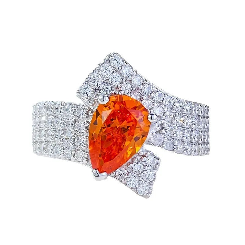 Pear Engagement Ring 2ct 6*9 925 Silver Zircon