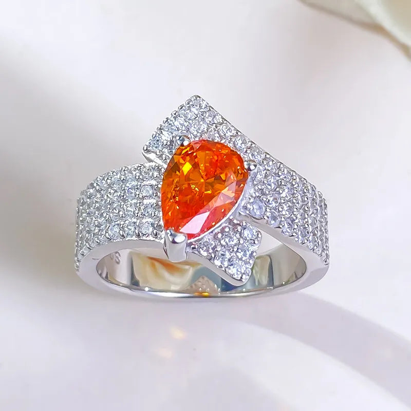Pear Engagement Ring 2ct 6*9 925 Silver Zircon