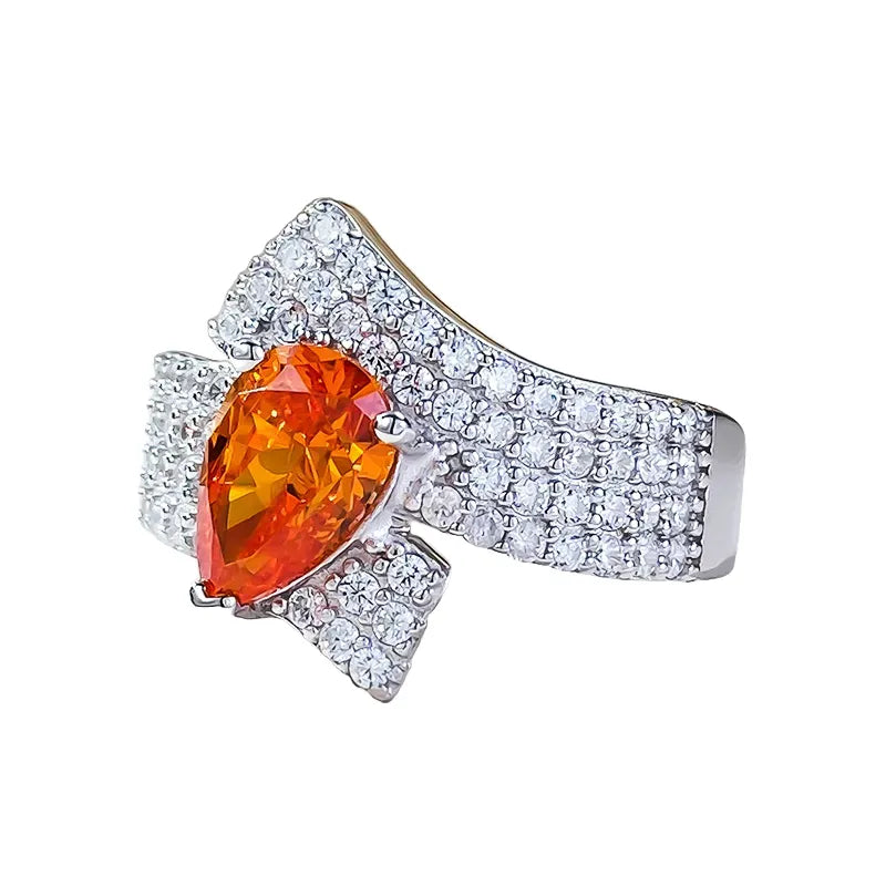 Pear Engagement Ring 2ct 6*9 925 Silver Zircon