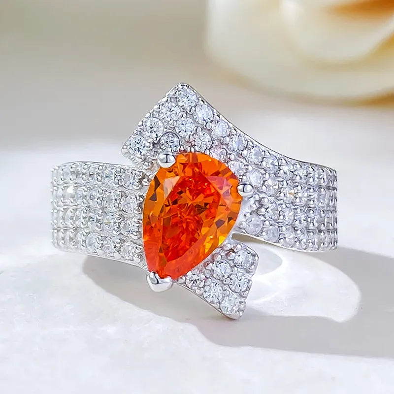 Pear Engagement Ring 2ct 6*9 925 Silver Zircon