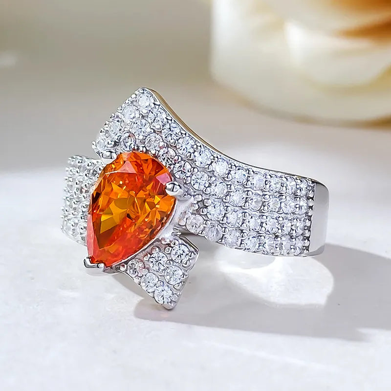 Pear Engagement Ring 2ct 6*9 925 Silver Zircon