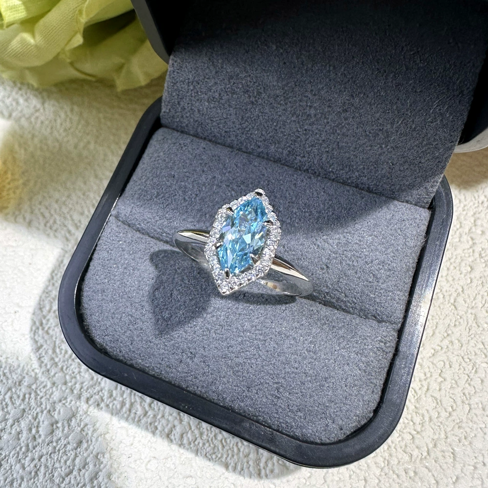 Marquise Engagement Ring 1.4ct 5*10 925 Silver High Carbon Diamond