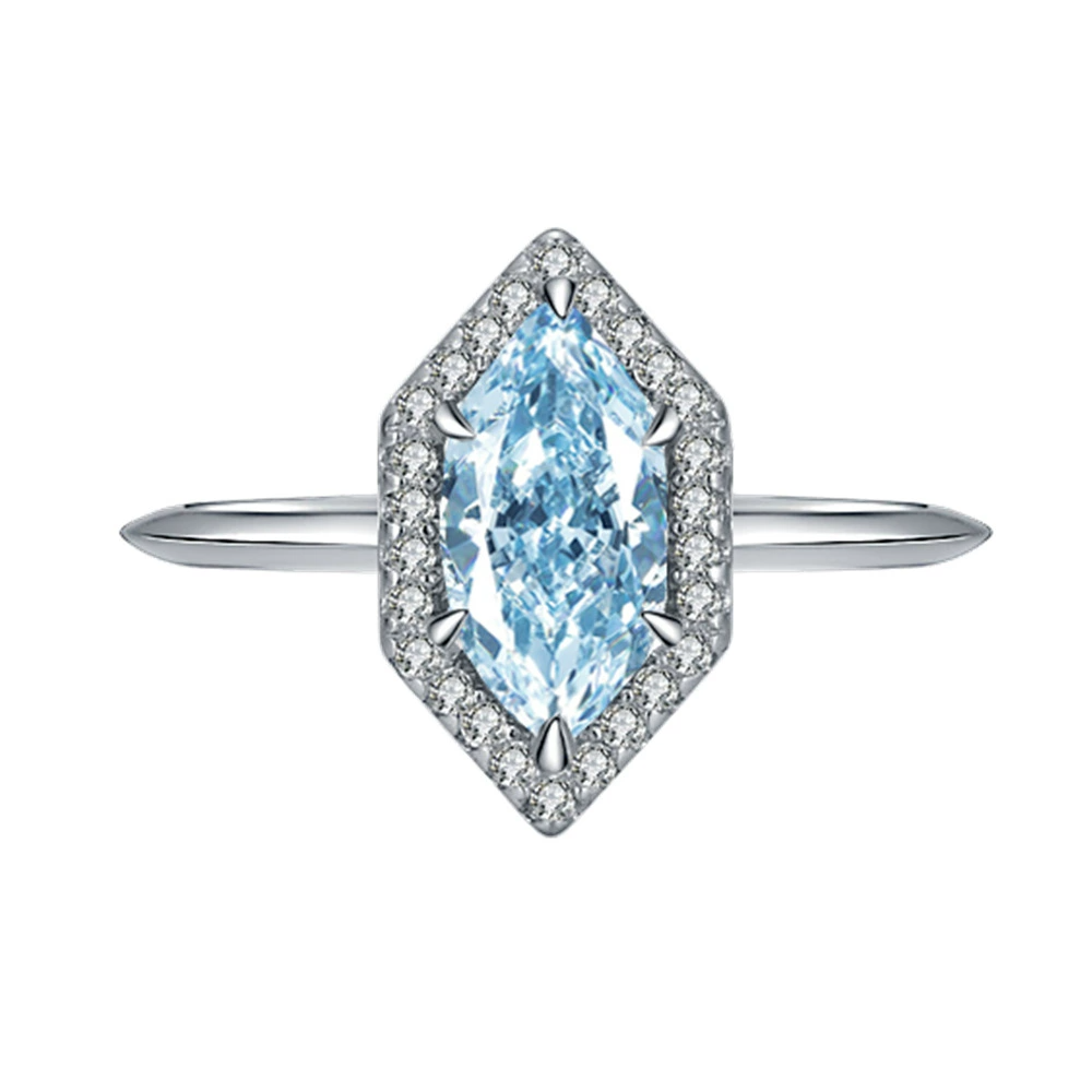 Marquise Engagement Ring 1.4ct 5*10 925 Silver High Carbon Diamond
