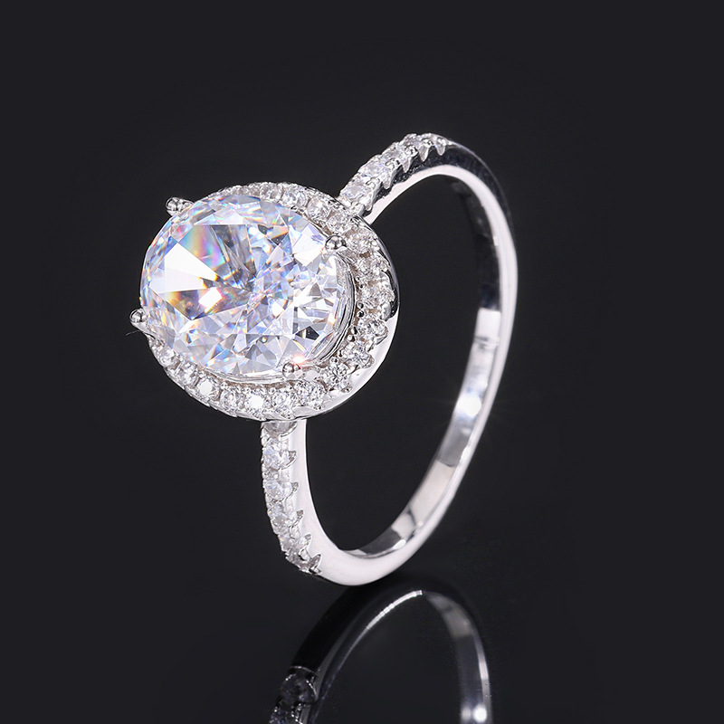 Oval Engagement Ring 8*10 925 Silver High Carbon Diamond