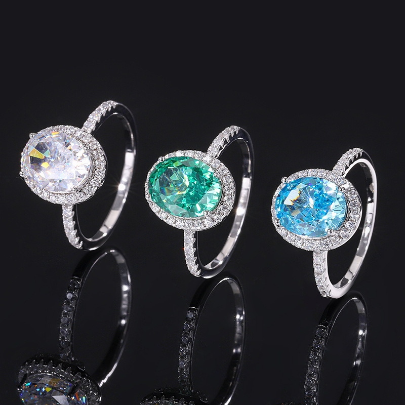 Oval Engagement Ring 8*10 925 Silver High Carbon Diamond