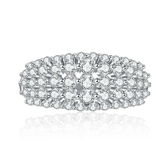 Round Engagement Ring Pave 925 Silver High Carbon Diamond