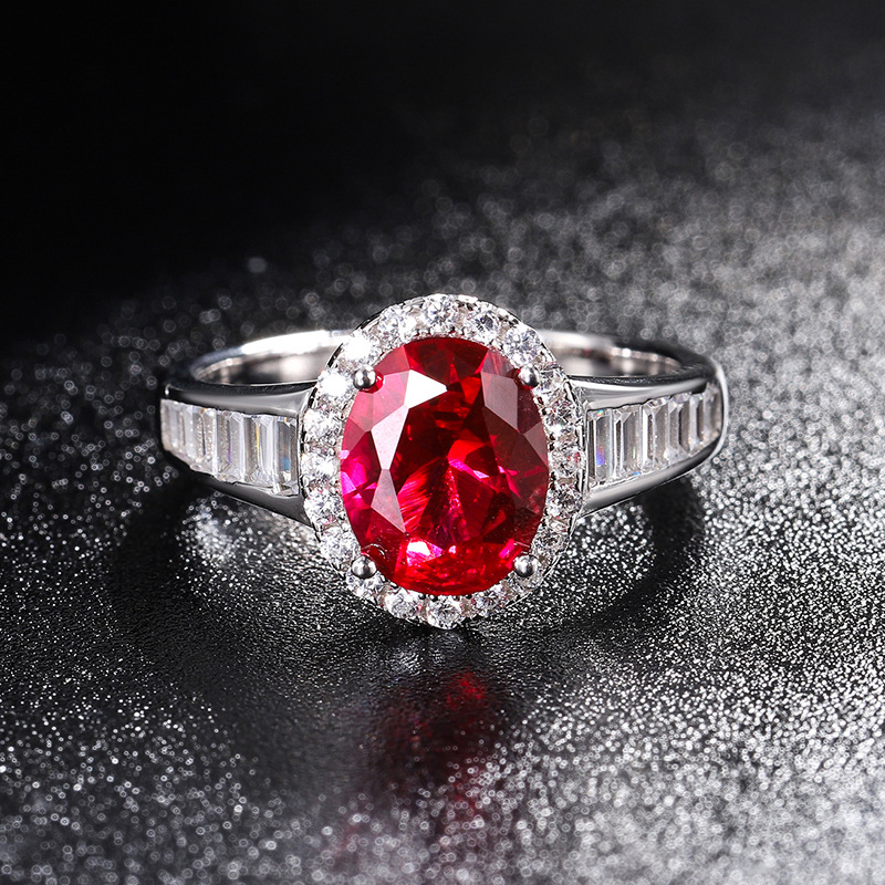 Oval Engagement Ring 7*9 925 Silver High Carbon Diamond