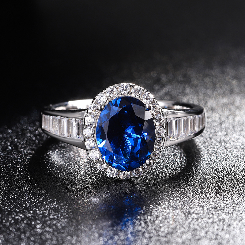 Oval Engagement Ring 7*9 925 Silver High Carbon Diamond