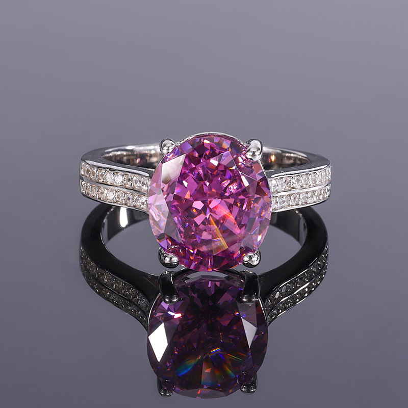 Oval Engagement Ring 10*11 925 Silver High Carbon Diamond