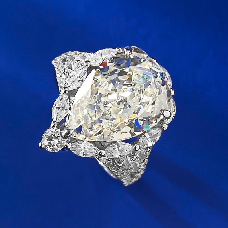 Pear Engagement Ring 10*14 925 Silver High Carbon Diamond