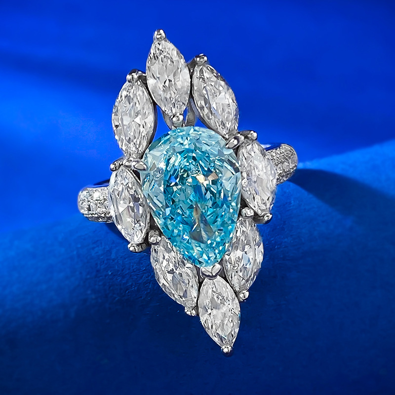 Pear Engagement Ring 4ct 8*12 925 Silver High Carbon Diamond