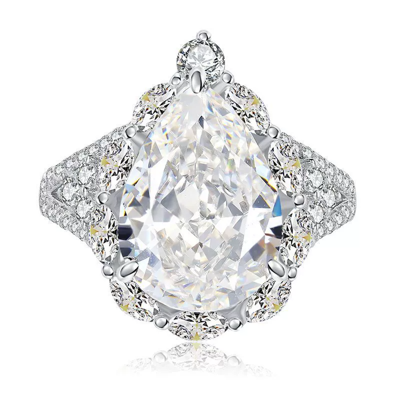 Pear Engagement Ring 10*14 925 Silver High Carbon Diamond