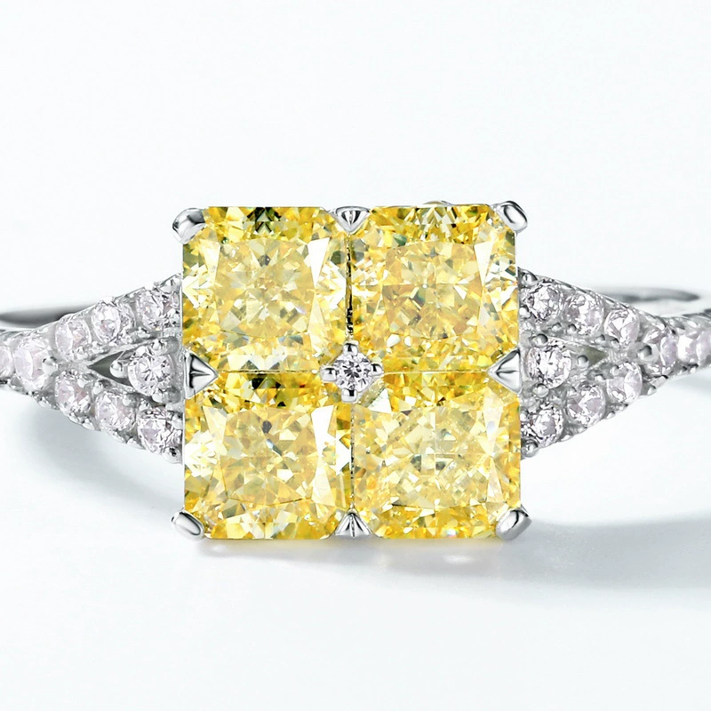Princess Engagement Ring 4*4 925 Silver High Carbon Diamond