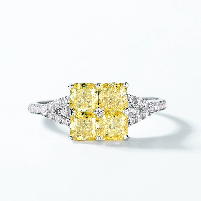 Princess Engagement Ring 4*4 925 Silver High Carbon Diamond