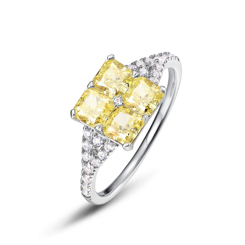 Princess Engagement Ring 4*4 925 Silver High Carbon Diamond