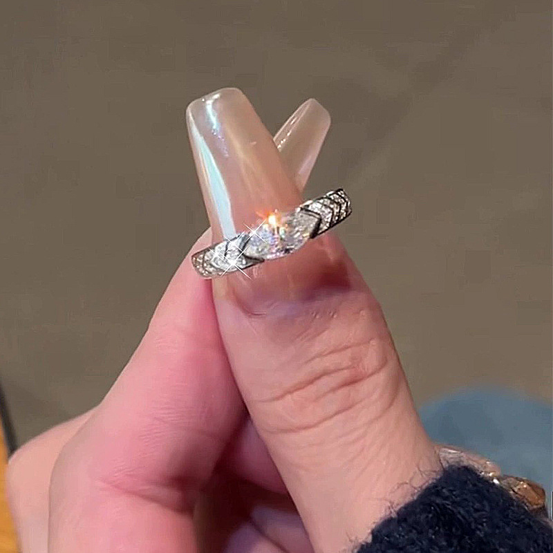 Marquise Engagement Ring 5*10 925 Silver Zircon