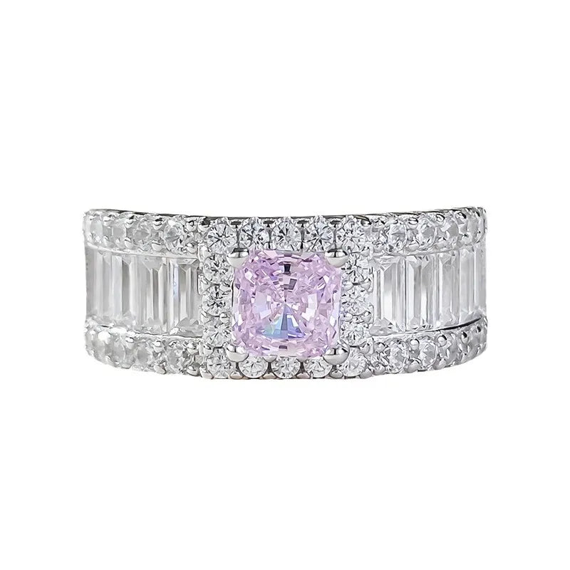 Princess Engagement Ring 5*5 925 Silver High Carbon Diamond