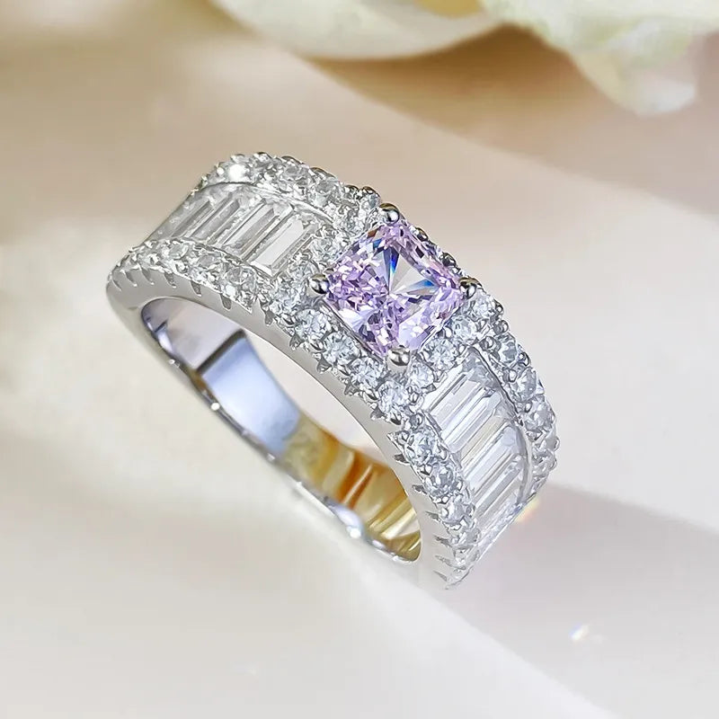 Princess Engagement Ring 5*5 925 Silver High Carbon Diamond