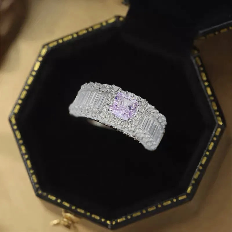 Princess Engagement Ring 5*5 925 Silver High Carbon Diamond