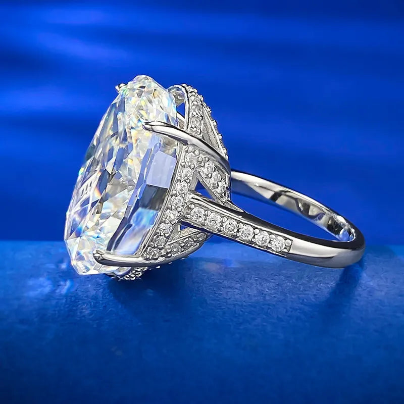 Oval Engagement Ring 14*20 925 Silver High Carbon Diamond