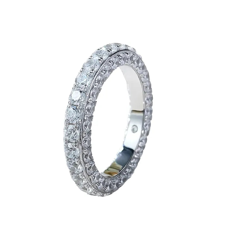 Pave Engagement Ring 925 Silver Zircon