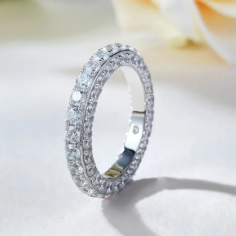 Pave Engagement Ring 925 Silver Zircon