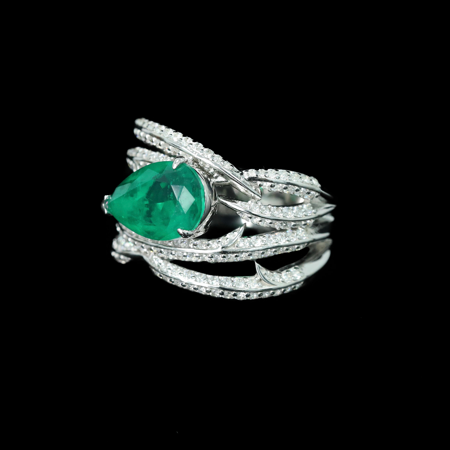 Pear Engagement Ring 925 Silver High Carbon Diamond