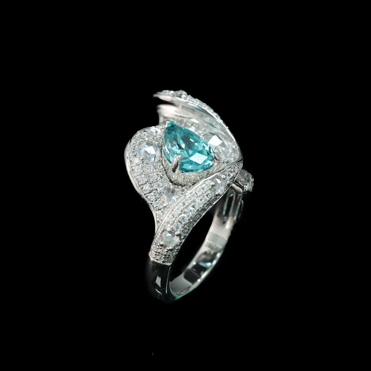 Pear Engagement Ring 925 Silver High Carbon Diamond