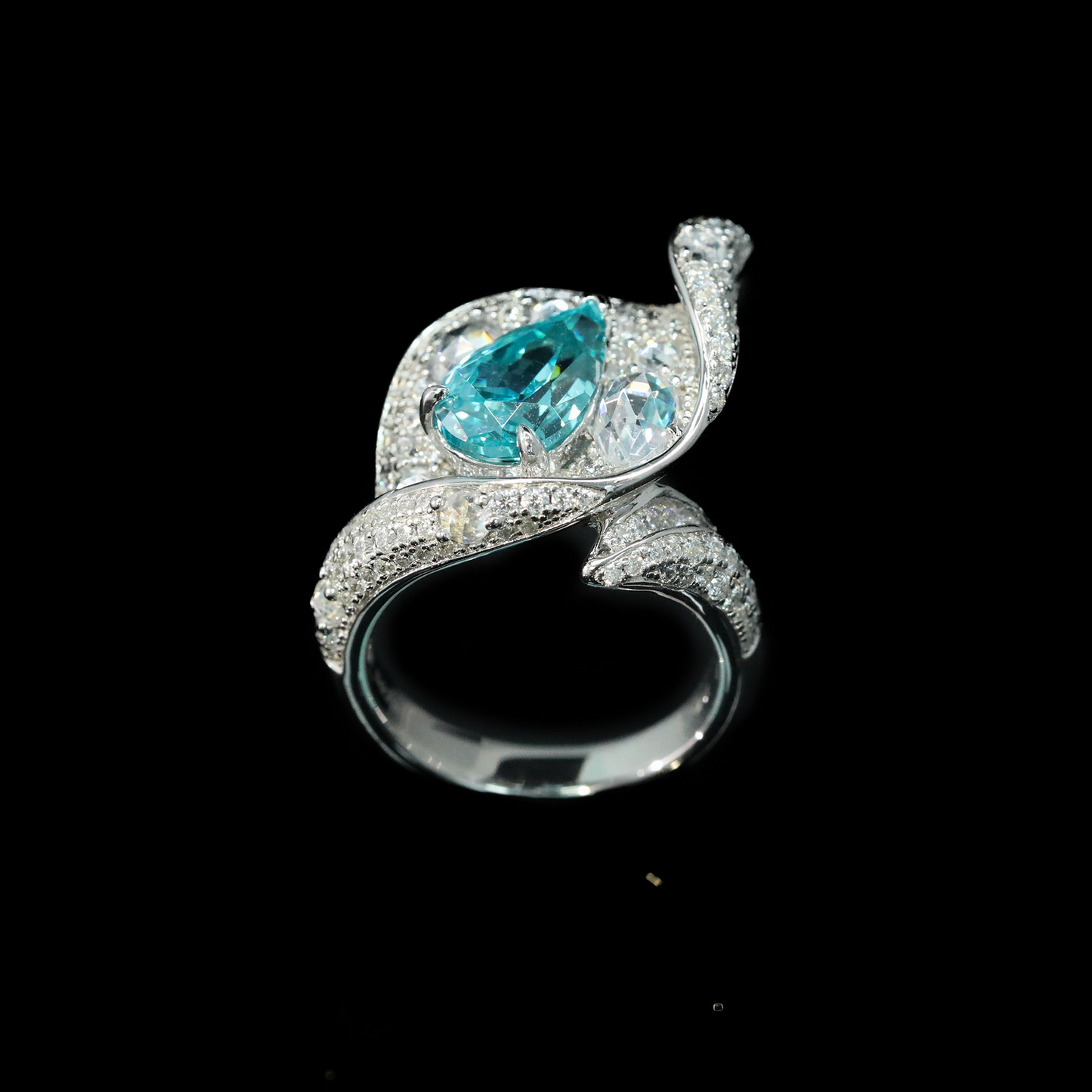 Pear Engagement Ring 925 Silver High Carbon Diamond