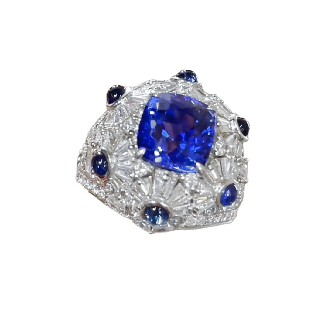 18K Gold 4.21ct Sri Lankan Royal Sapphire Ring