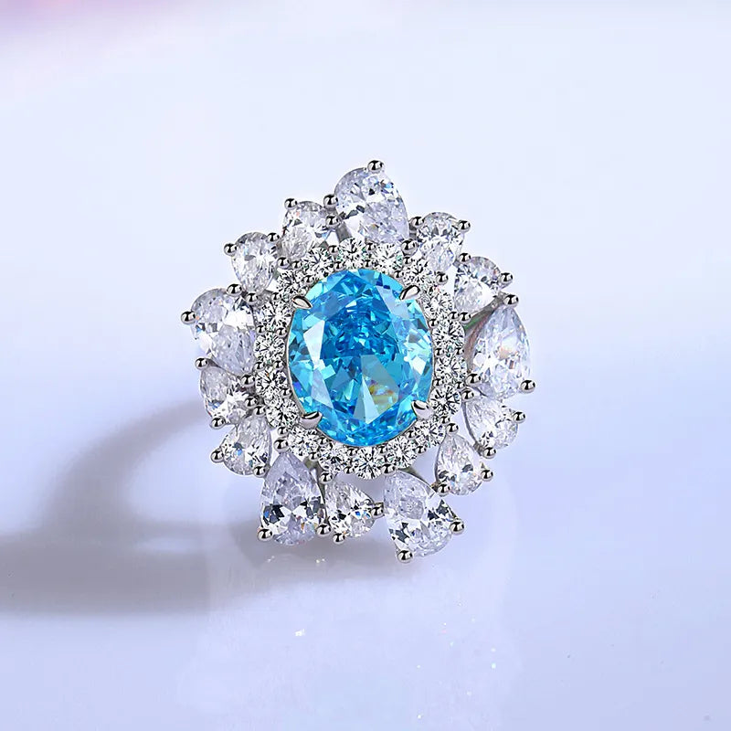 Oval Engagement Ring 4ct 9*11mm 925 Silver High Carbon Diamond