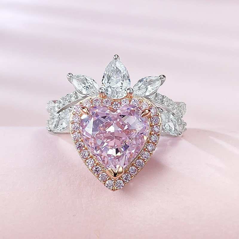Heart Engagement Ring 9*9mm 925 Silver High Carbon Diamond