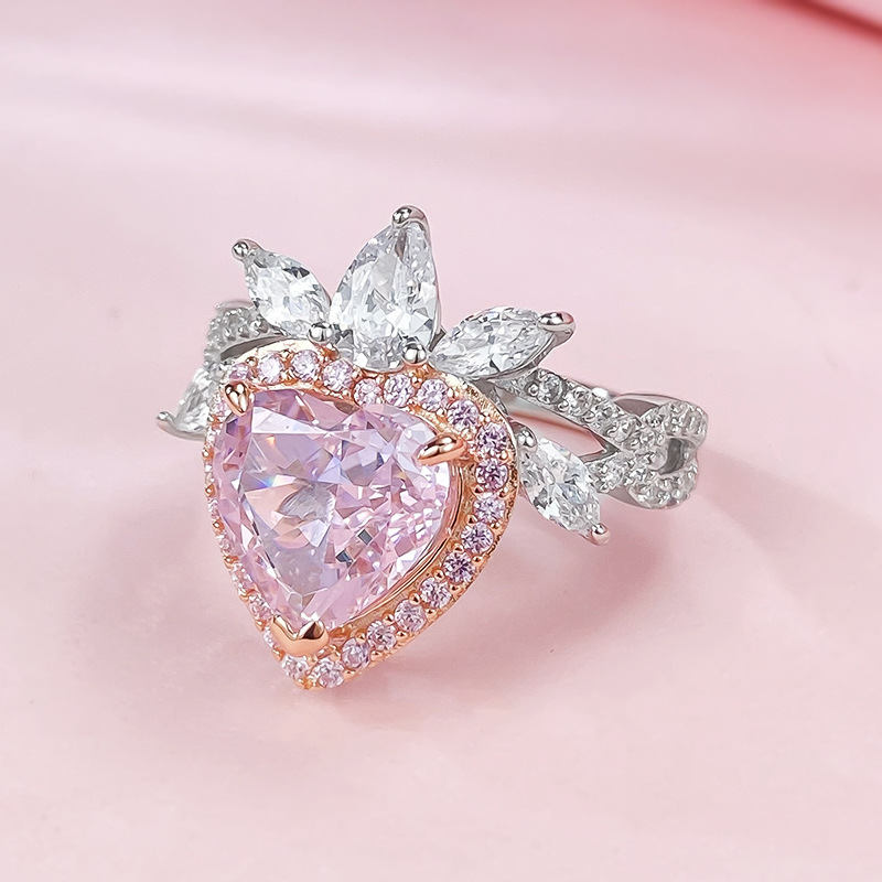 Heart Engagement Ring 9*9mm 925 Silver High Carbon Diamond