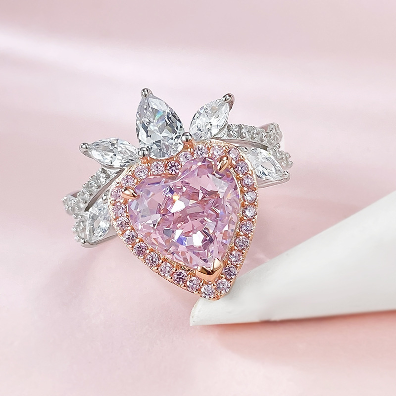 Heart Engagement Ring 9*9mm 925 Silver High Carbon Diamond