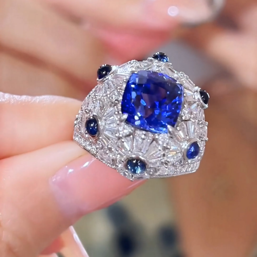 18K Gold 4.21ct Sri Lankan Royal Sapphire Ring