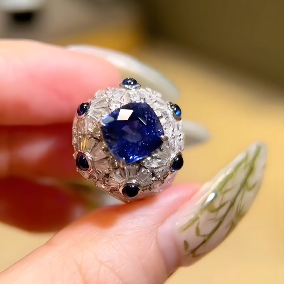 18K Gold 4.21ct Sri Lankan Royal Sapphire Ring