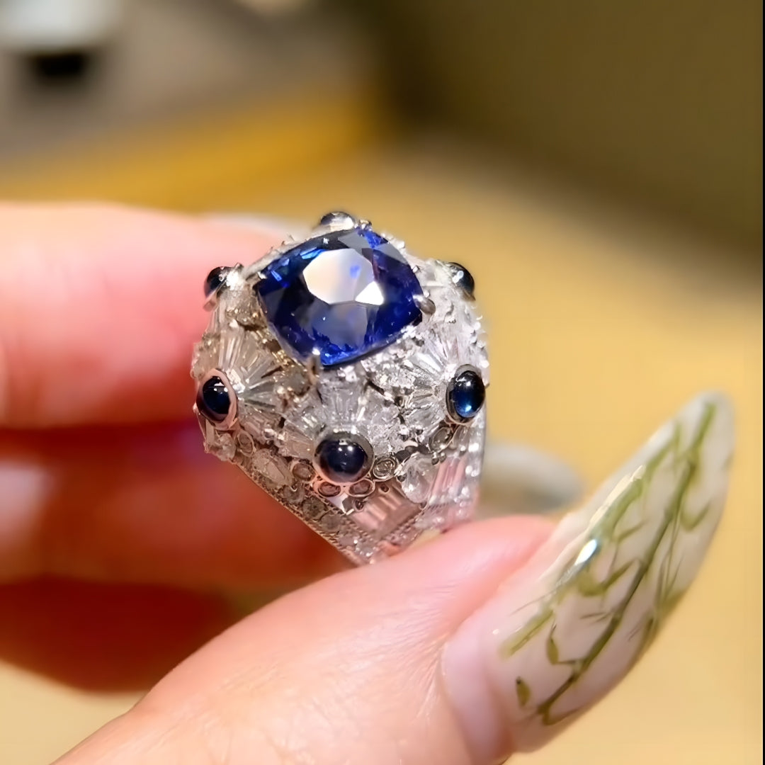 18K Gold 4.21ct Sri Lankan Royal Sapphire Ring