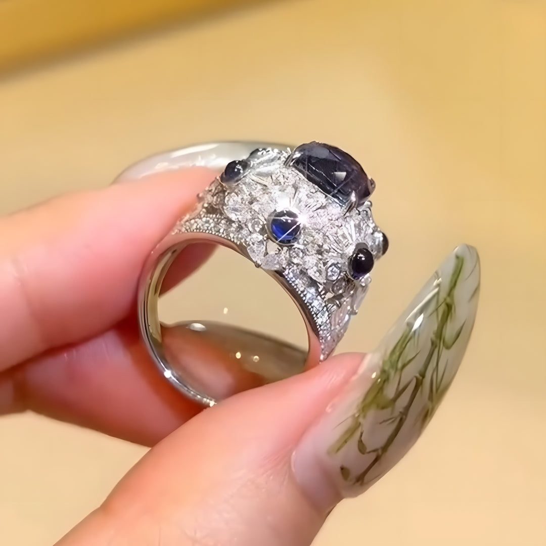 18K Gold 4.21ct Sri Lankan Royal Sapphire Ring
