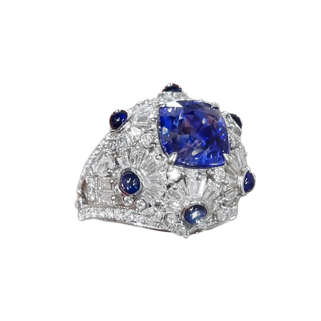 18K Gold 4.21ct Sri Lankan Royal Sapphire Ring