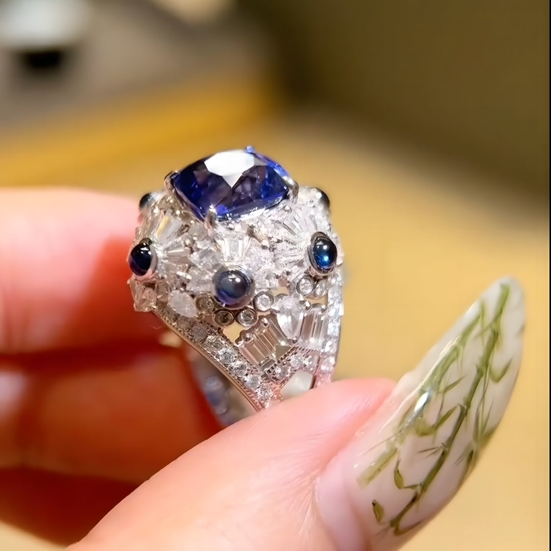 18K Gold 4.21ct Sri Lankan Royal Sapphire Ring