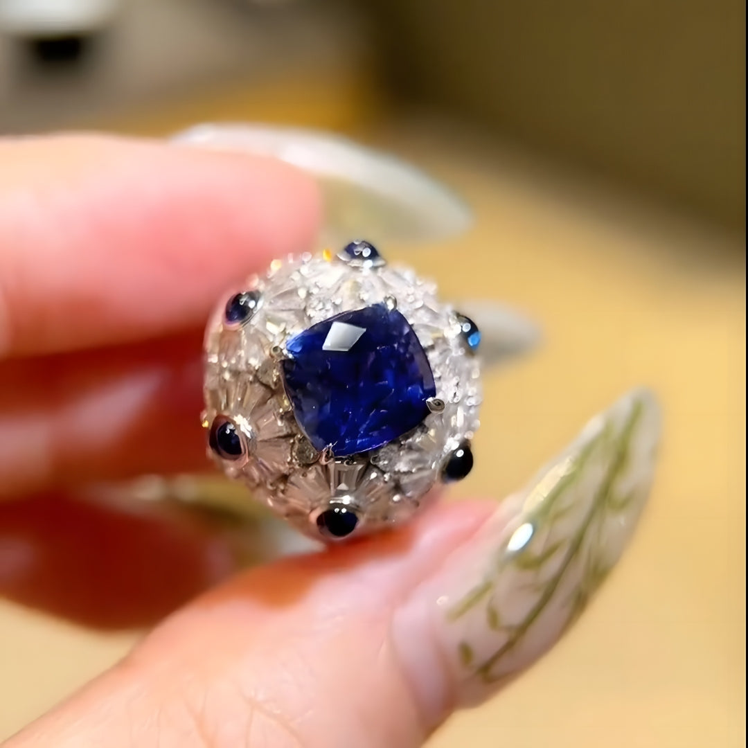 18K Gold 4.21ct Sri Lankan Royal Sapphire Ring
