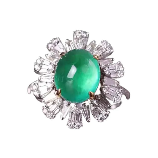 Engagement Ring 18K Gold 4.01ct Zambian Emerald Ring