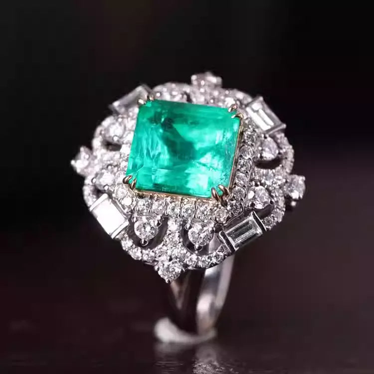 Engagement Ring 18K Gold 4.28ct Colombian Emerald Convertible Ring
