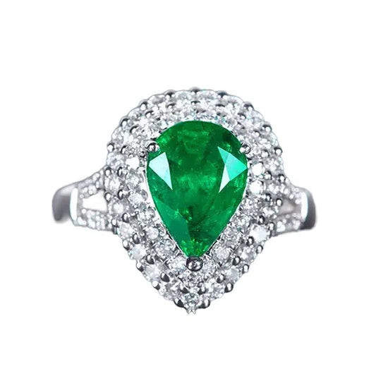 Engagement Ring 18K Gold 2.18ct Natural Emerald Ring