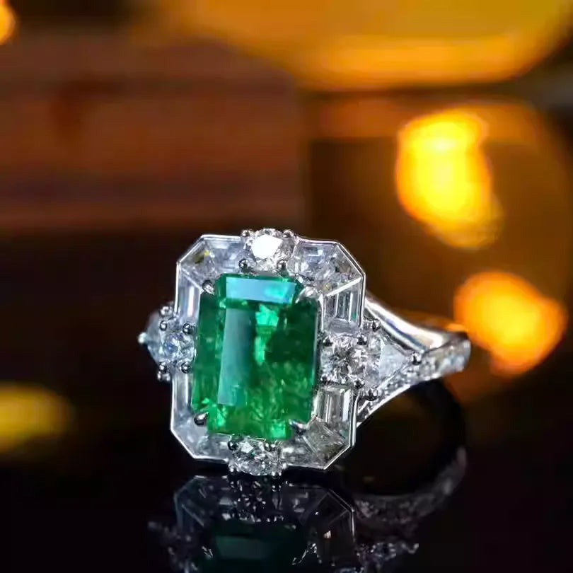 Engagement Ring 1.86ct Panjshir Natural Emerald Ring