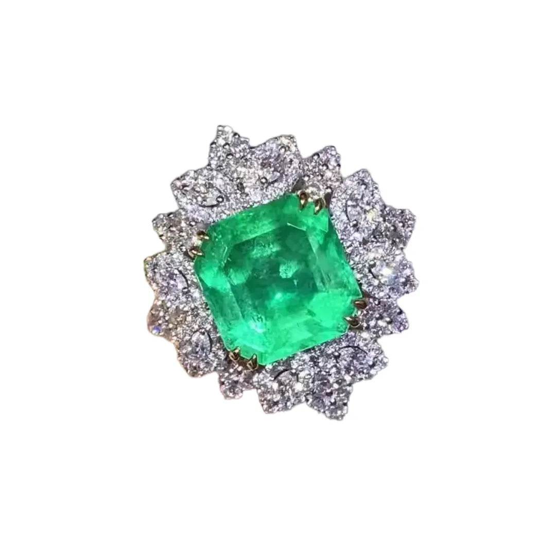 Engagement Ring 18K Gold 3.57ct Natural Colombian Emerald Ring