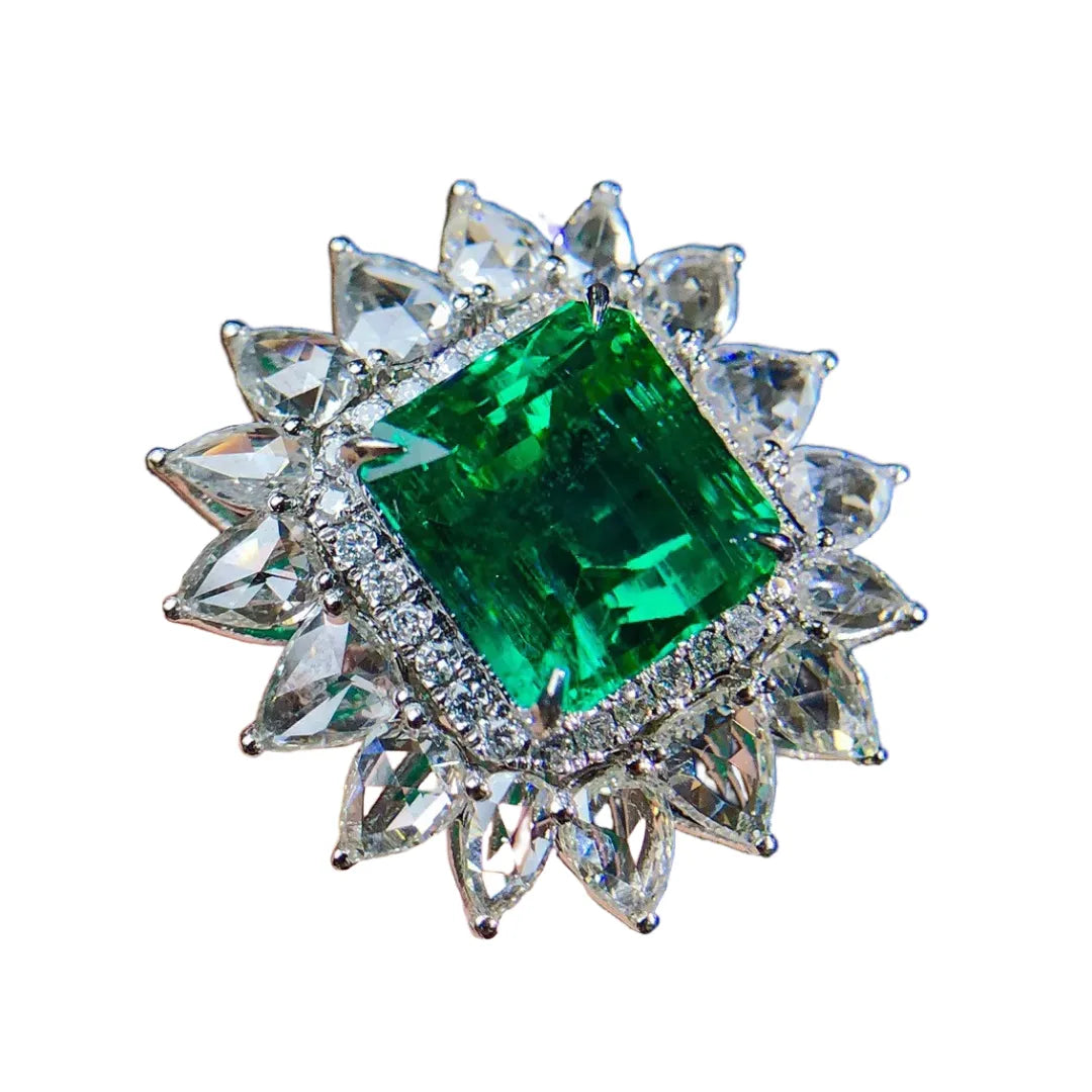 Engagement Ring PT950 Platinum 5.25ct Natural Emerald Ring