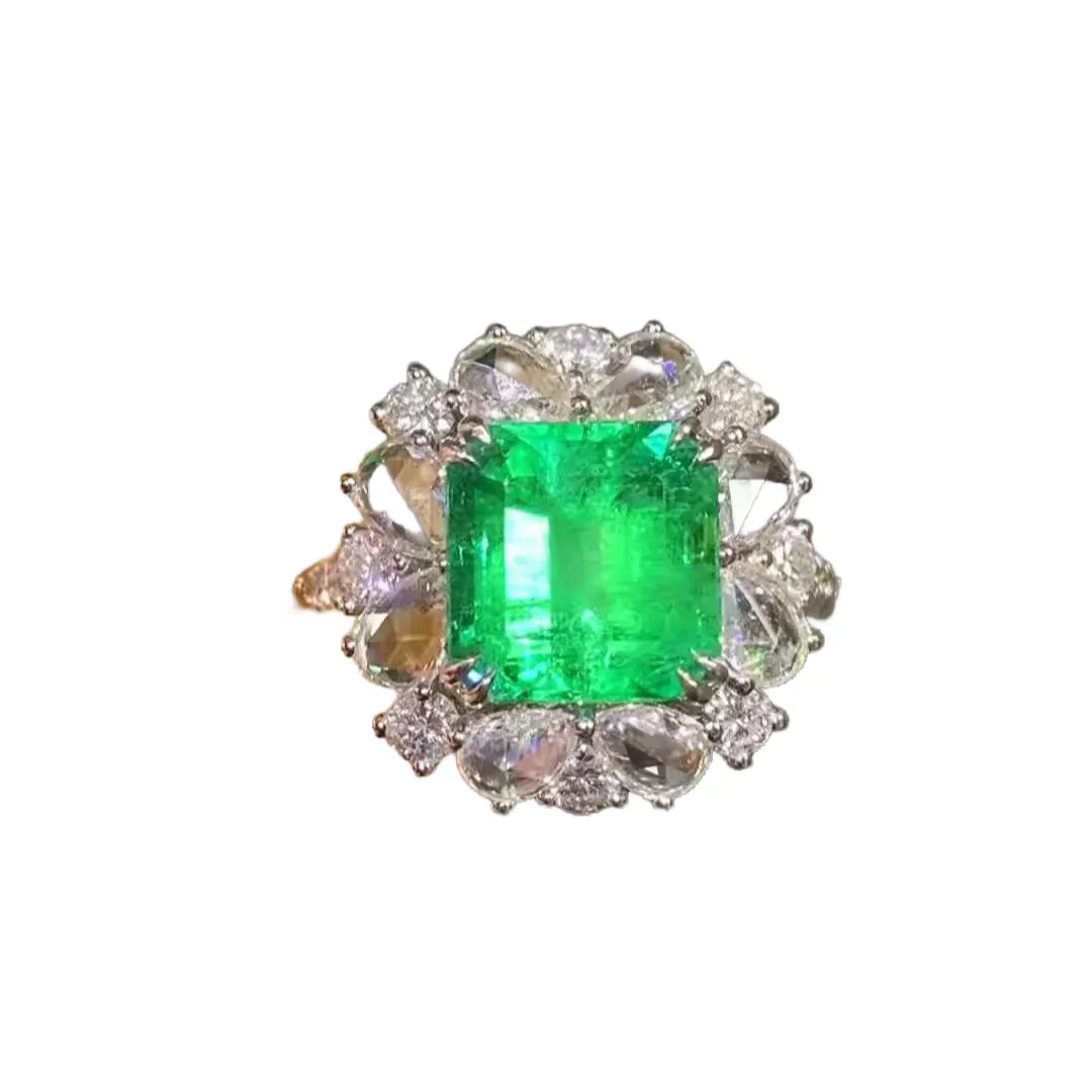 Engagement Ring 18K Gold 3.25ct Natural Colombian Emerald Ring