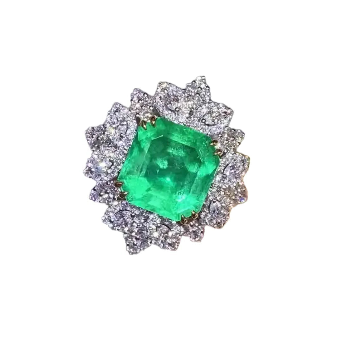 Engagement Ring 18K Gold 3.57ct Natural Colombian Emerald Ring