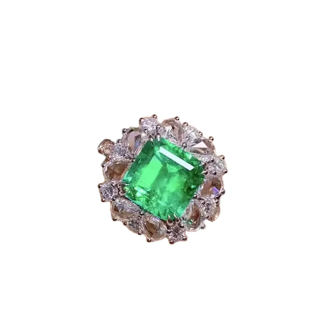 Engagement Ring 18K Gold 3.25ct Natural Colombian Emerald Ring
